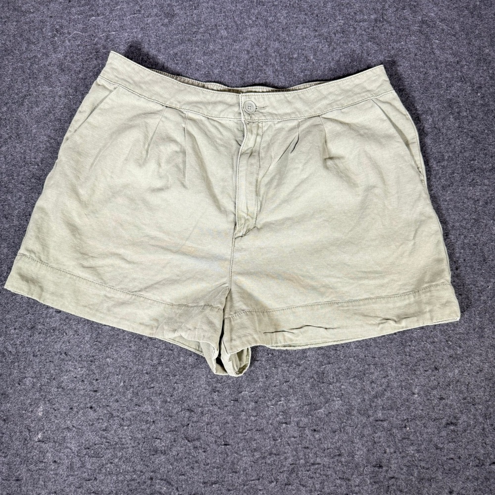 Joie Faded Cactus Green Linen Cotton Pleated Shorts JE3364 Womens Large
